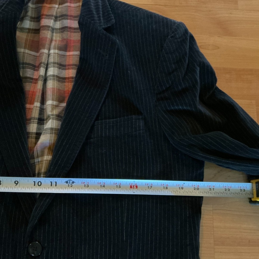 Drykorn Oslo Pinstripe Blazer 54 /44R Black Velvet Cotton Sport Coat Plaid Lined - Picture 11 of 11